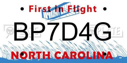 BP7D4G North Carolina License Plate