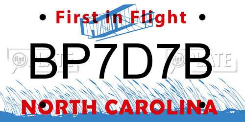 BP7D7B North Carolina License Plate