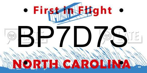 BP7D7S North Carolina License Plate