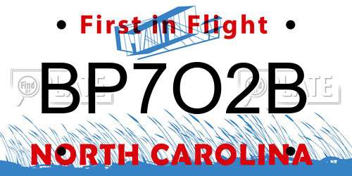 BP7O2B North Carolina License Plate