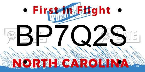 BP7Q2S North Carolina License Plate