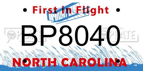 BP8040 North Carolina License Plate