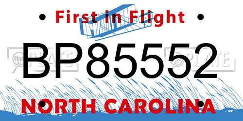 BP85552 North Carolina License Plate