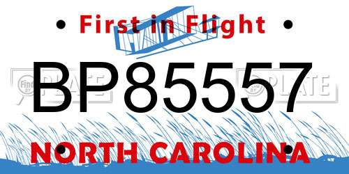BP85557 North Carolina License Plate