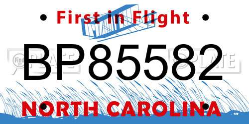 BP85582 North Carolina License Plate