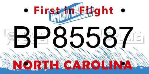 BP85587 North Carolina License Plate
