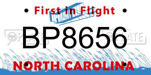 BP8656 North Carolina License Plate