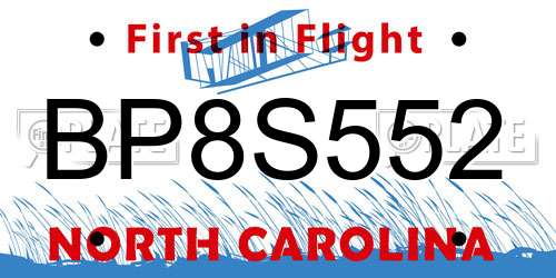 BP8S552 North Carolina License Plate