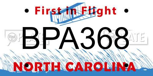 BPA368 North Carolina License Plate