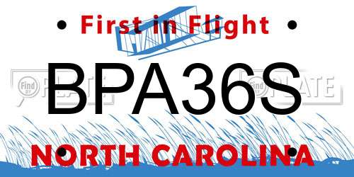 BPA36S North Carolina License Plate