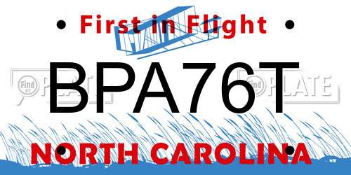 BPA76T North Carolina License Plate