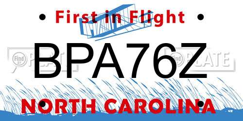 BPA76Z North Carolina License Plate