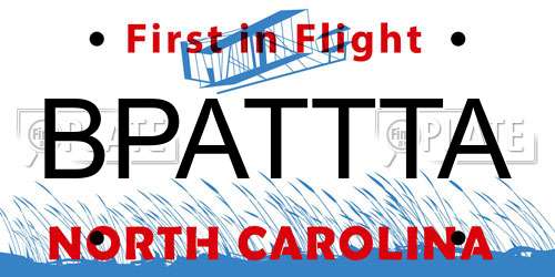 BPATTTA North Carolina License Plate