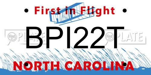 BPI22T North Carolina License Plate