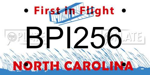 BPI256 North Carolina License Plate