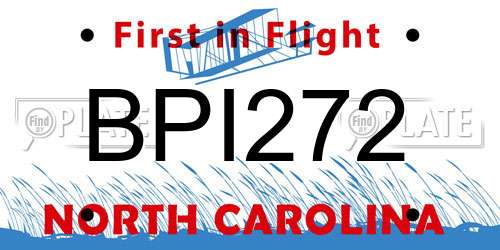 BPI272 North Carolina License Plate
