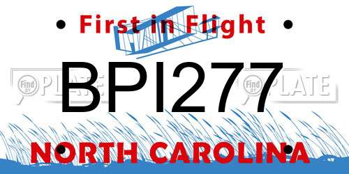 BPI277 North Carolina License Plate