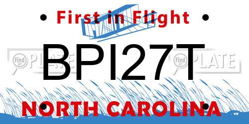 BPI27T North Carolina License Plate