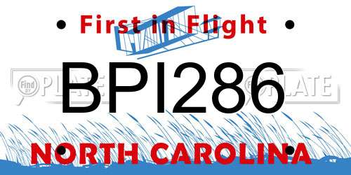 BPI286 North Carolina License Plate