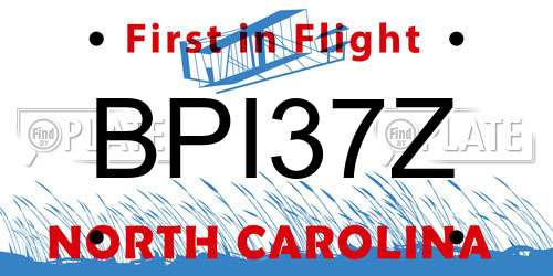BPI37Z North Carolina License Plate