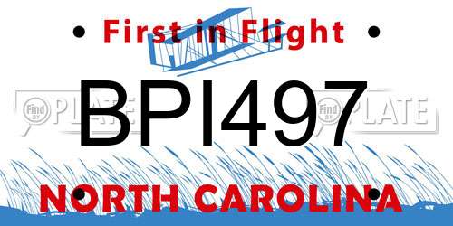 BPI497 North Carolina License Plate