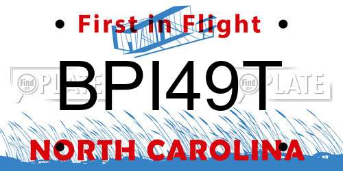 BPI49T North Carolina License Plate