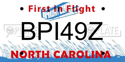BPI49Z North Carolina License Plate