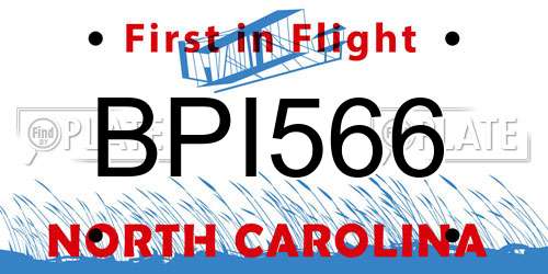 BPI566 North Carolina License Plate
