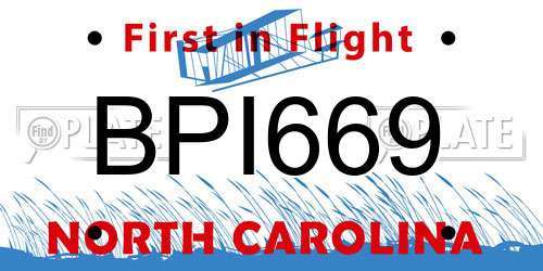 BPI669 North Carolina License Plate