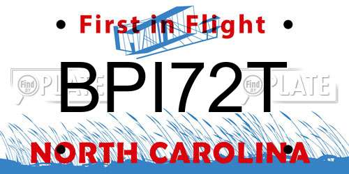 BPI72T North Carolina License Plate