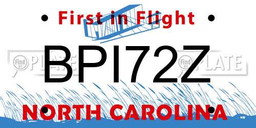 BPI72Z North Carolina License Plate