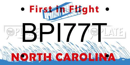 BPI77T North Carolina License Plate
