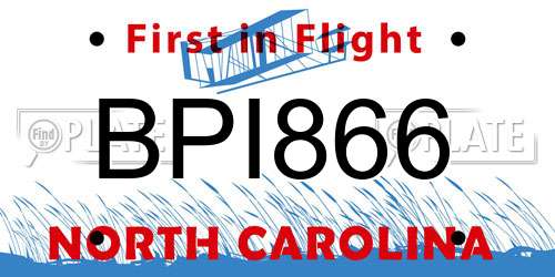 BPI866 North Carolina License Plate