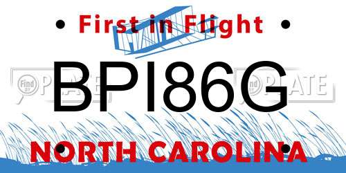 BPI86G North Carolina License Plate