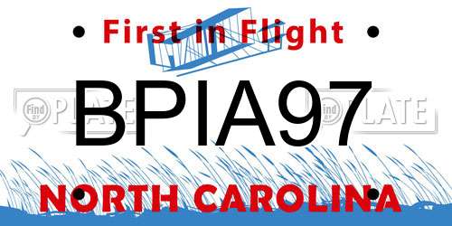 BPIA97 North Carolina License Plate