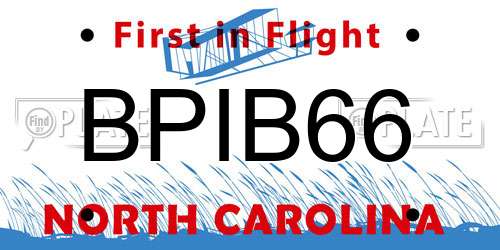 BPIB66 North Carolina License Plate