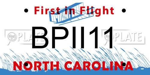BPII11 North Carolina License Plate