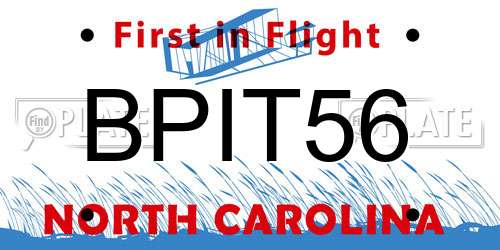 BPIT56 North Carolina License Plate
