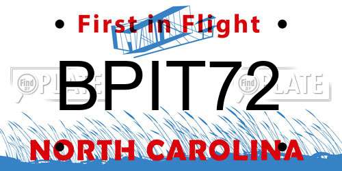BPIT72 North Carolina License Plate