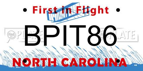 BPIT86 North Carolina License Plate