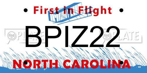 BPIZ22 North Carolina License Plate