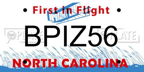 BPIZ56 North Carolina License Plate