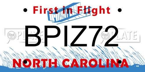 BPIZ72 North Carolina License Plate