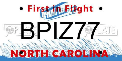BPIZ77 North Carolina License Plate