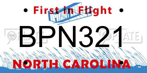 BPN321 North Carolina License Plate