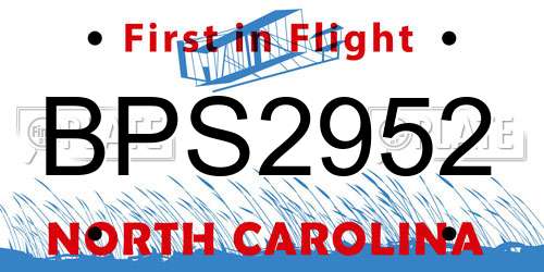 BPS2952 North Carolina License Plate