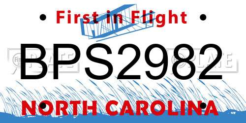BPS2982 North Carolina License Plate