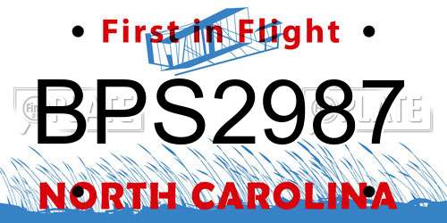 BPS2987 North Carolina License Plate