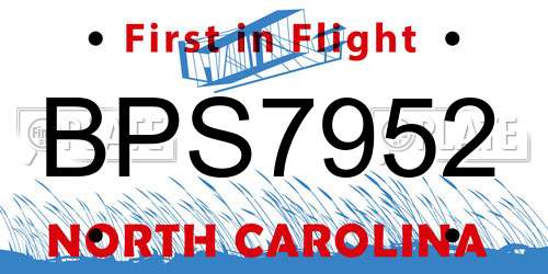 BPS7952 North Carolina License Plate