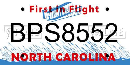 BPS8552 North Carolina License Plate